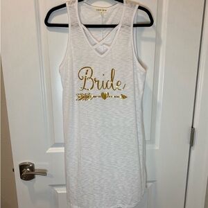 NEW Bride White Swim Cover Up Gold Letters Size Medium Wedding